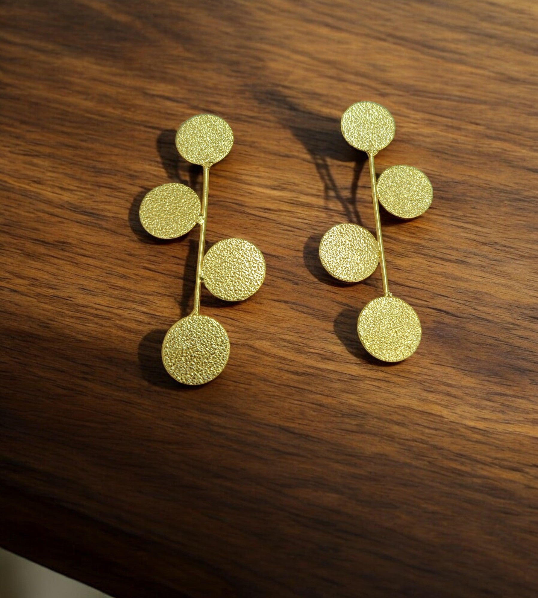 Elegant gold-tone matte finish fashion light weight earring for casual, office and party wear