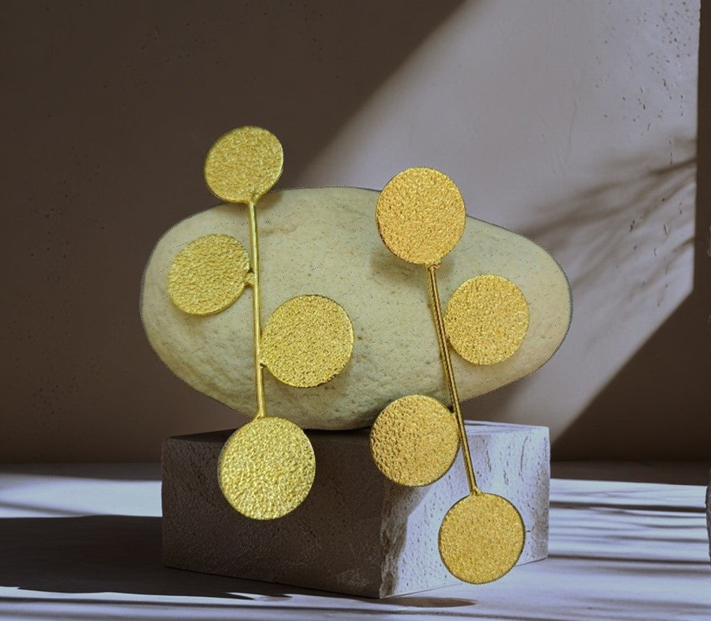 Elegant gold-tone matte finish fashion light weight earring for casual, office and party wear