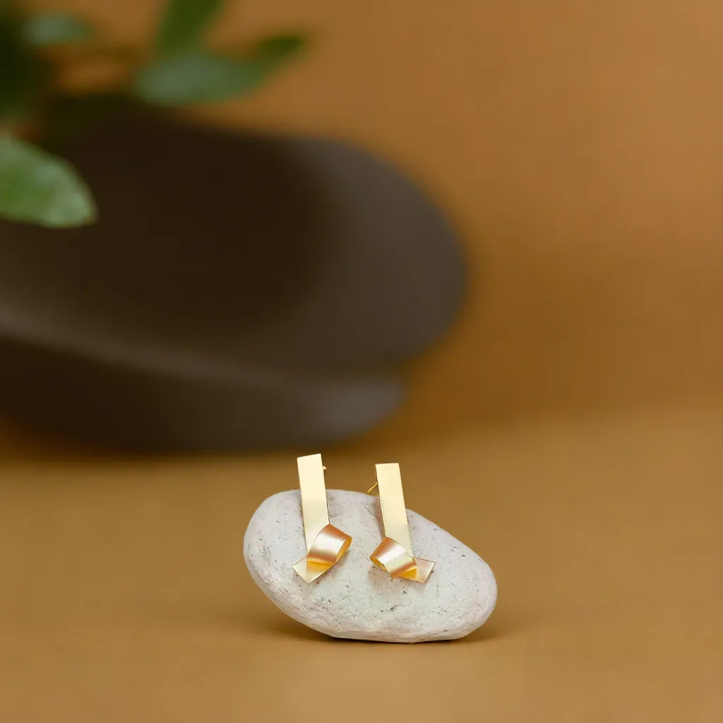 Elegant gold-tone matte finish fashion light weight earring for casual, office and party wear
