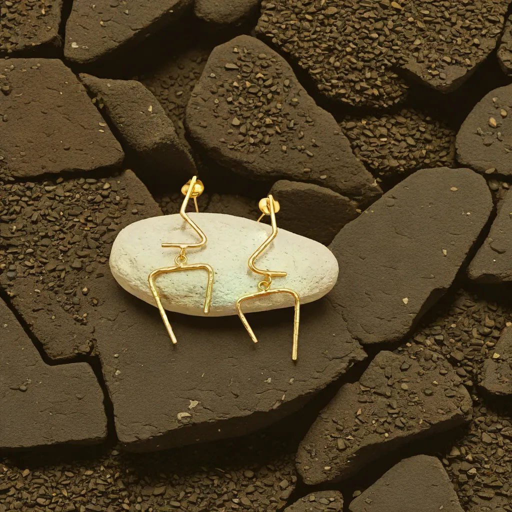 Elegant gold-tone matte finish fashion light weight earring for casual, office and party wear