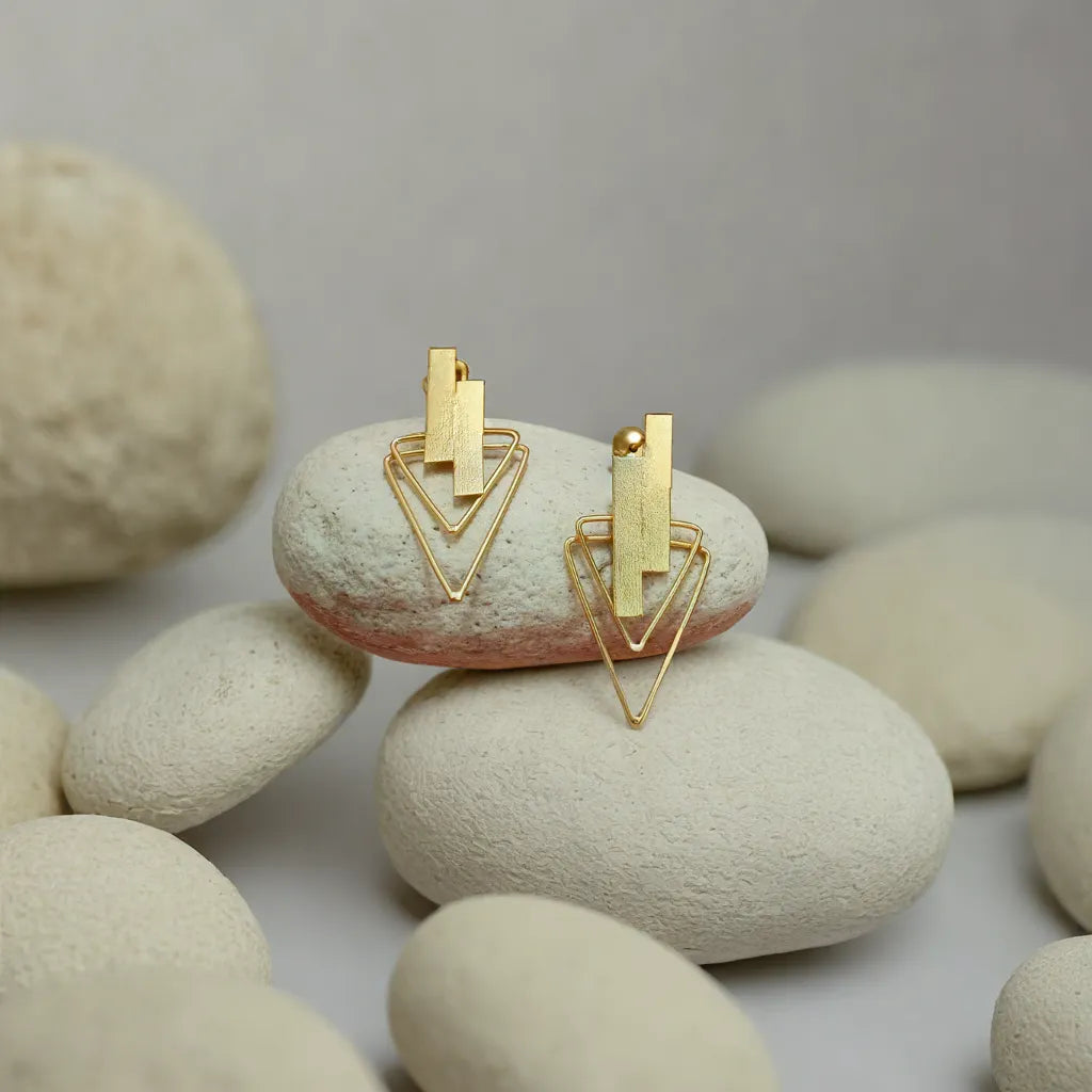 Elegant gold-tone matte finish fashion light weight earring for casual, office and party wear