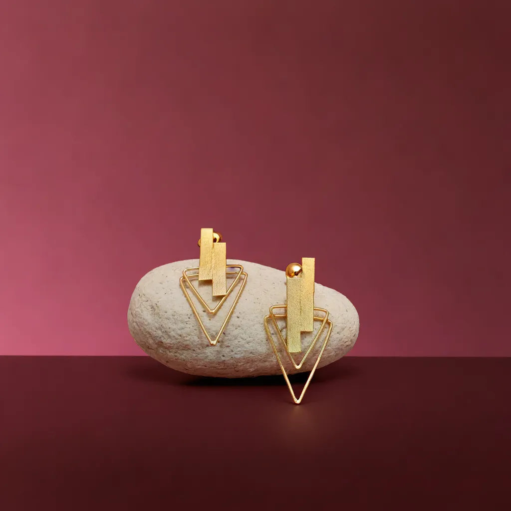 Elegant gold-tone matte finish fashion light weight earring for casual, office and party wear