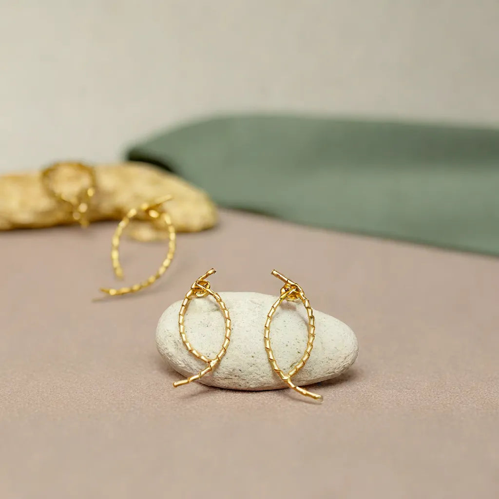 Elegant gold-tone matte finish fashion light weight earring for casual, office and party wear