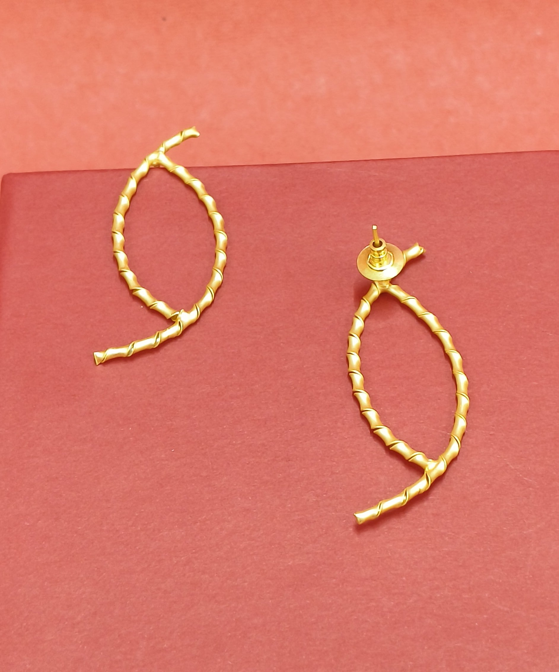 Elegant gold-tone matte finish fashion light weight earring for casual, office and party wear