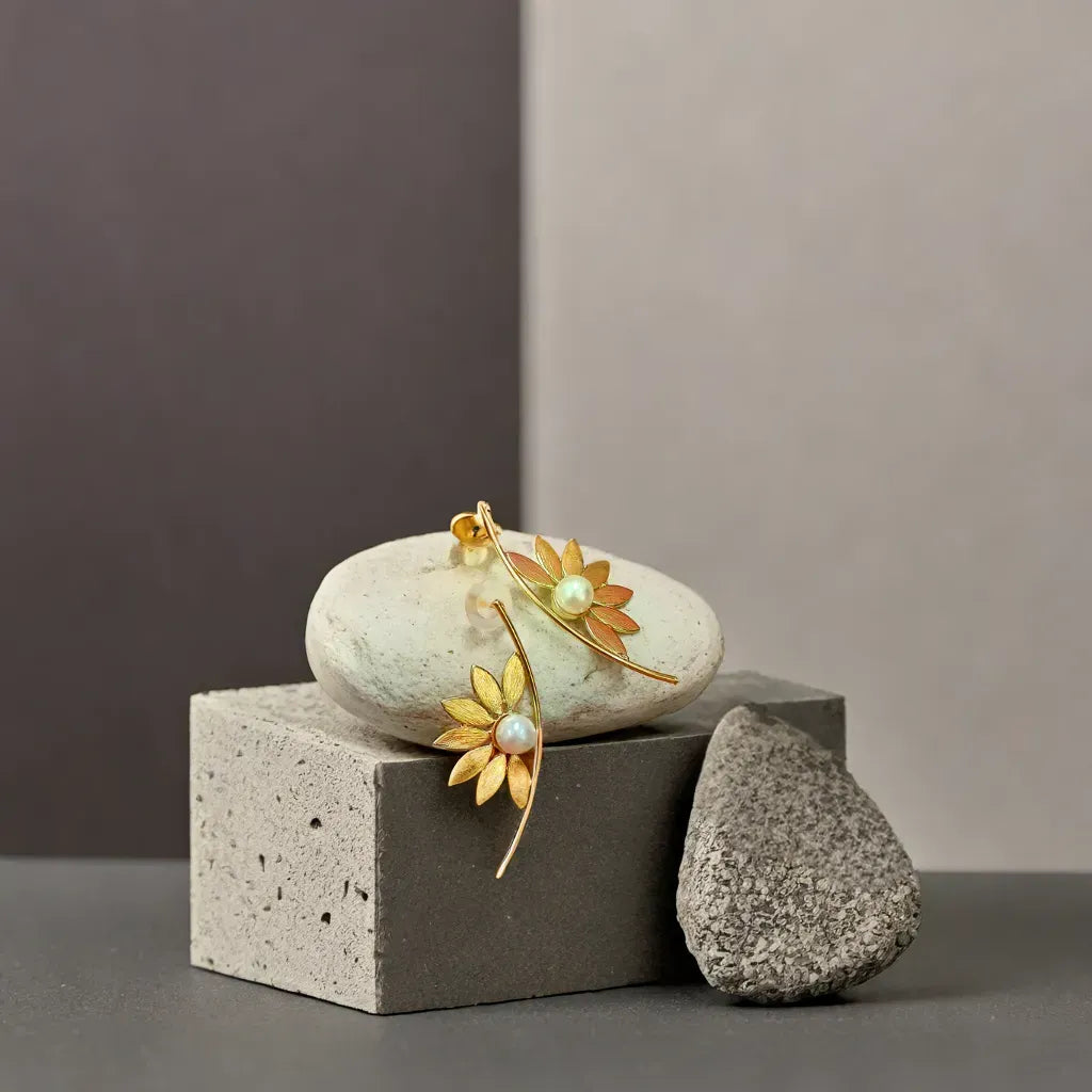 Elegant gold-tone matte finish fashion light weight earring for casual, office and party wear