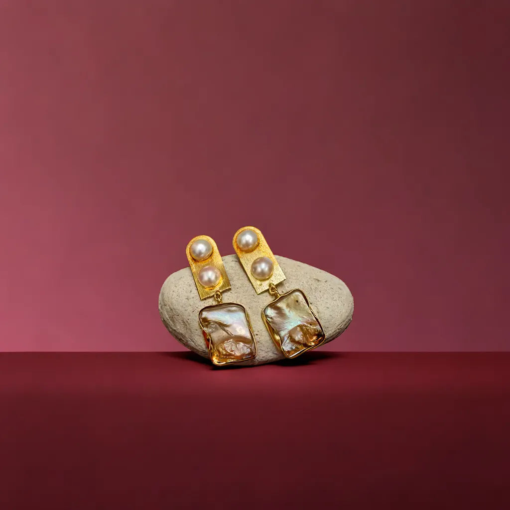 Elegant gold-tone matte finish fashion light weight earring for casual, office and party wear