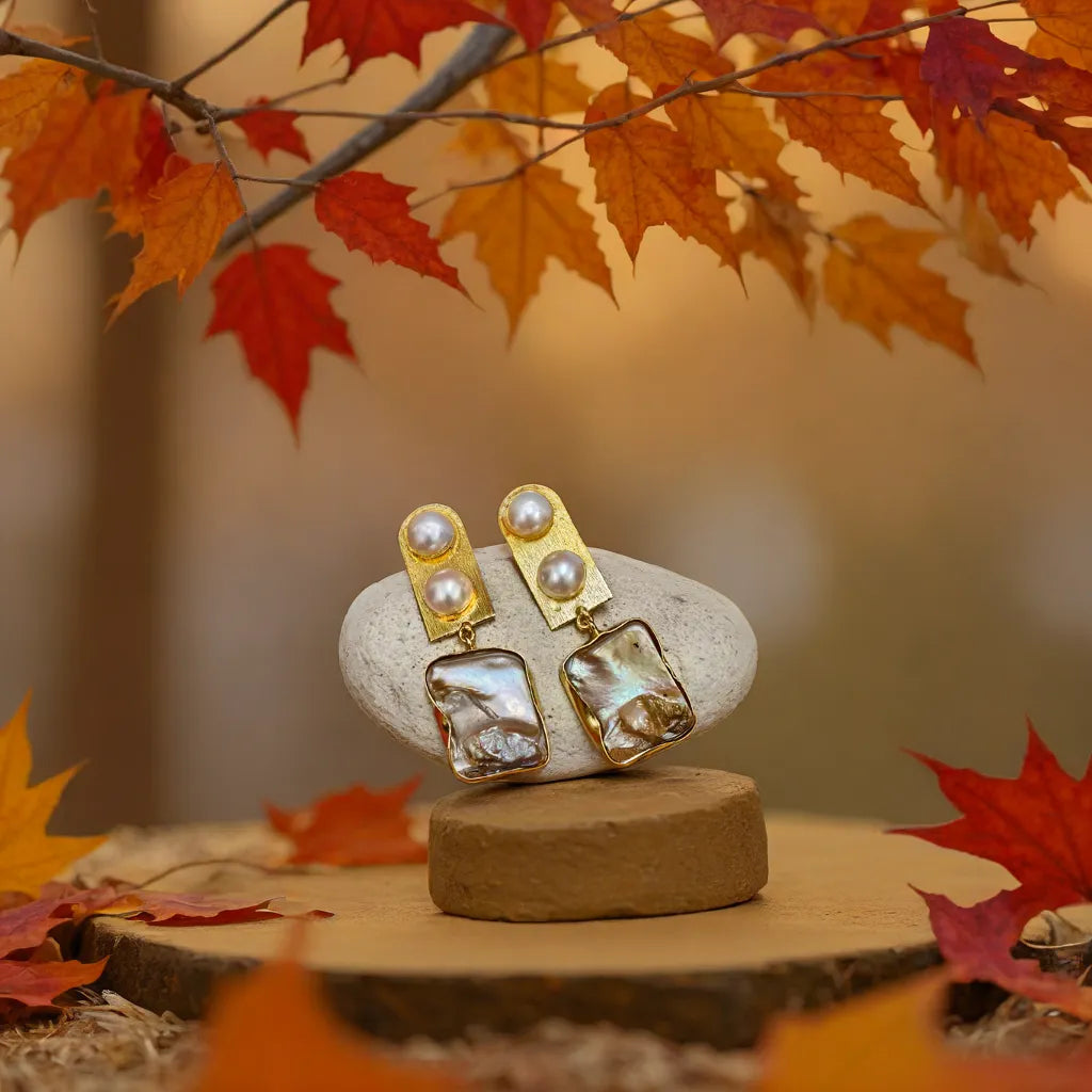 Elegant gold-tone matte finish fashion light weight earring for casual, office and party wear