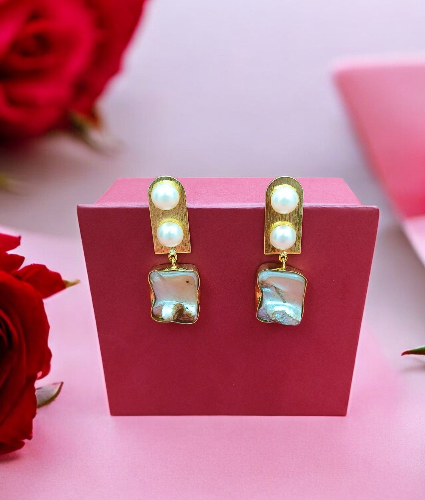 Elegant gold-tone matte finish fashion light weight earring for casual, office and party wear