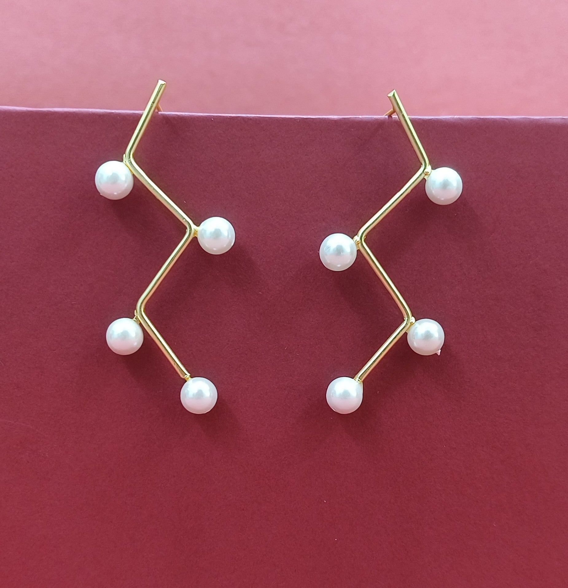Elegant gold-tone matte finish fashion light weight earring for casual, office and party wear