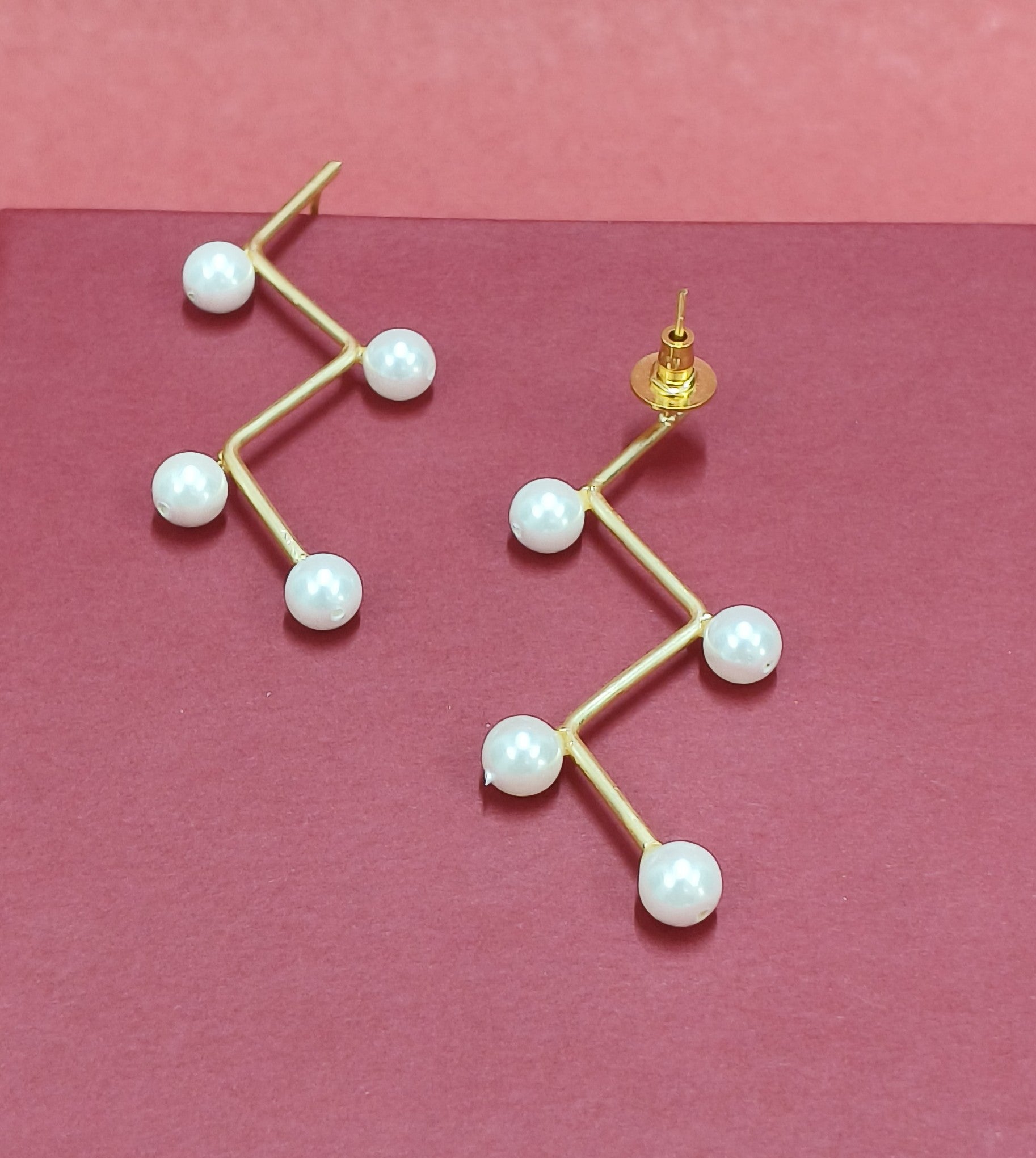 Elegant gold-tone matte finish fashion light weight earring for casual, office and party wear