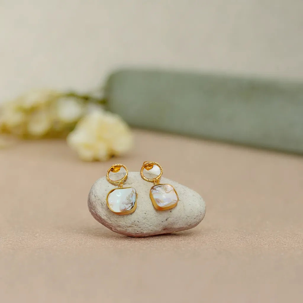 Elegant gold-tone matte finish fashion light weight earring for casual, office and party wear