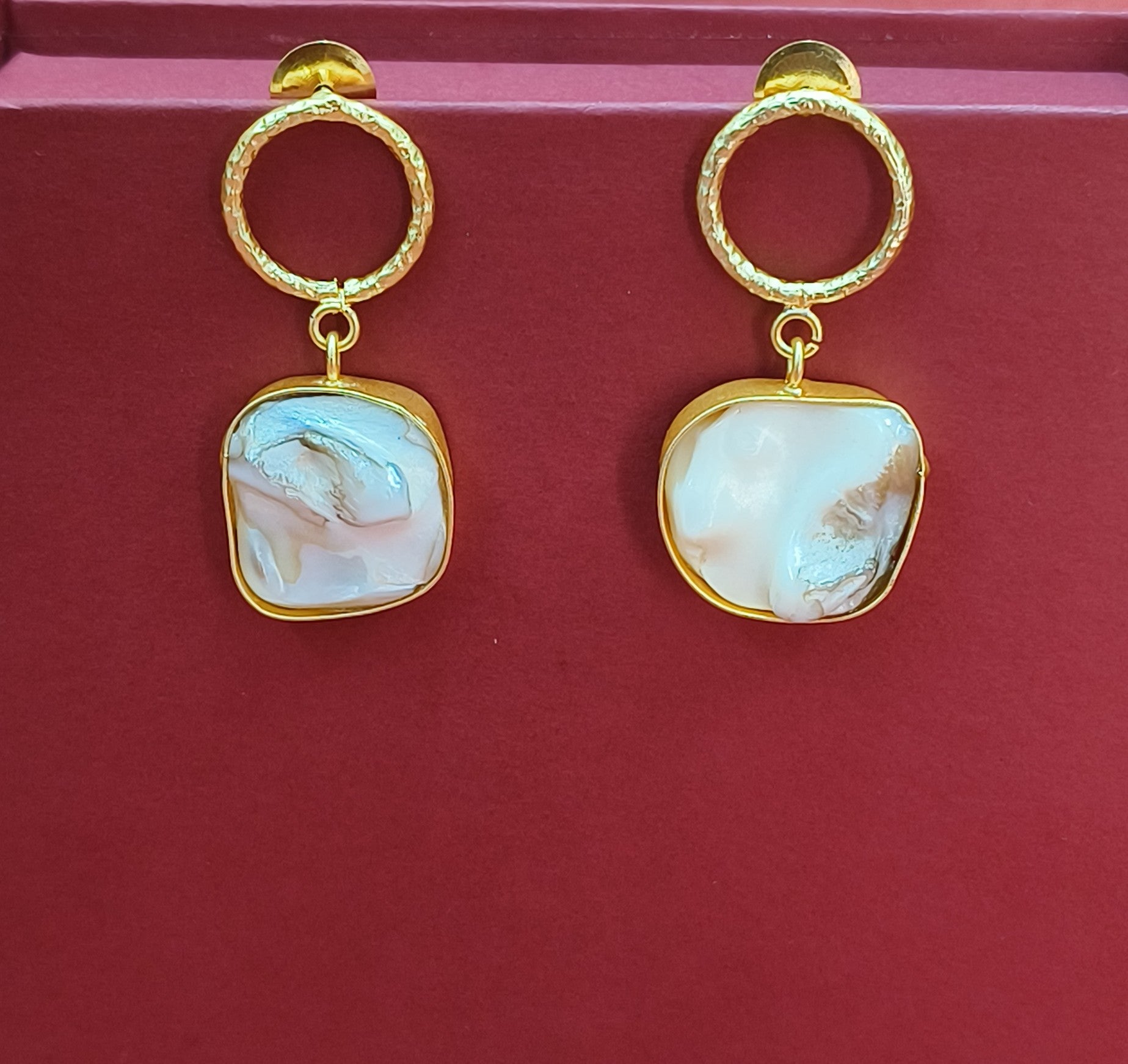 Elegant gold-tone matte finish fashion light weight earring for casual, office and party wear