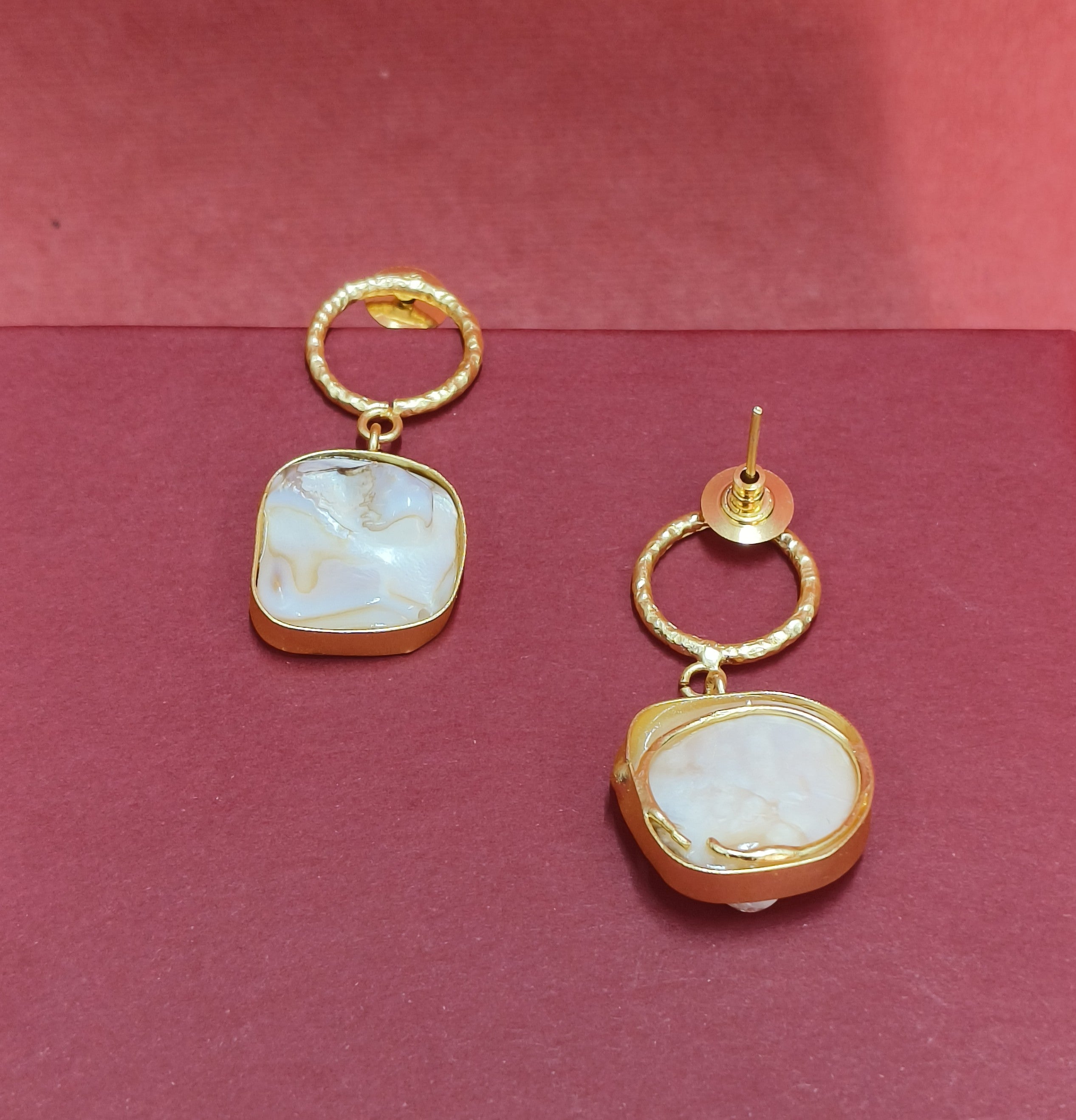 Elegant gold-tone matte finish fashion light weight earring for casual, office and party wear