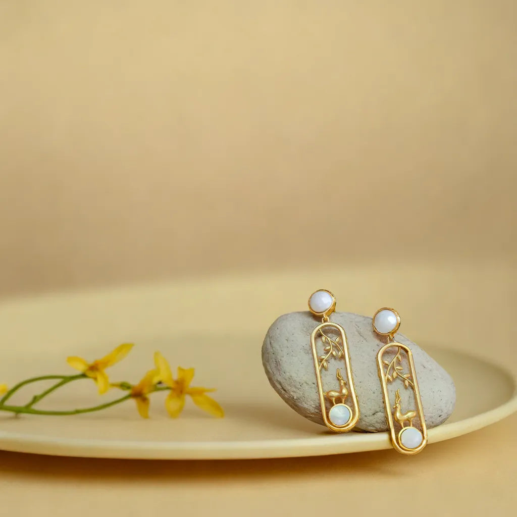 Elegant gold-tone matte finish fashion light weight earring for casual, office and party wear