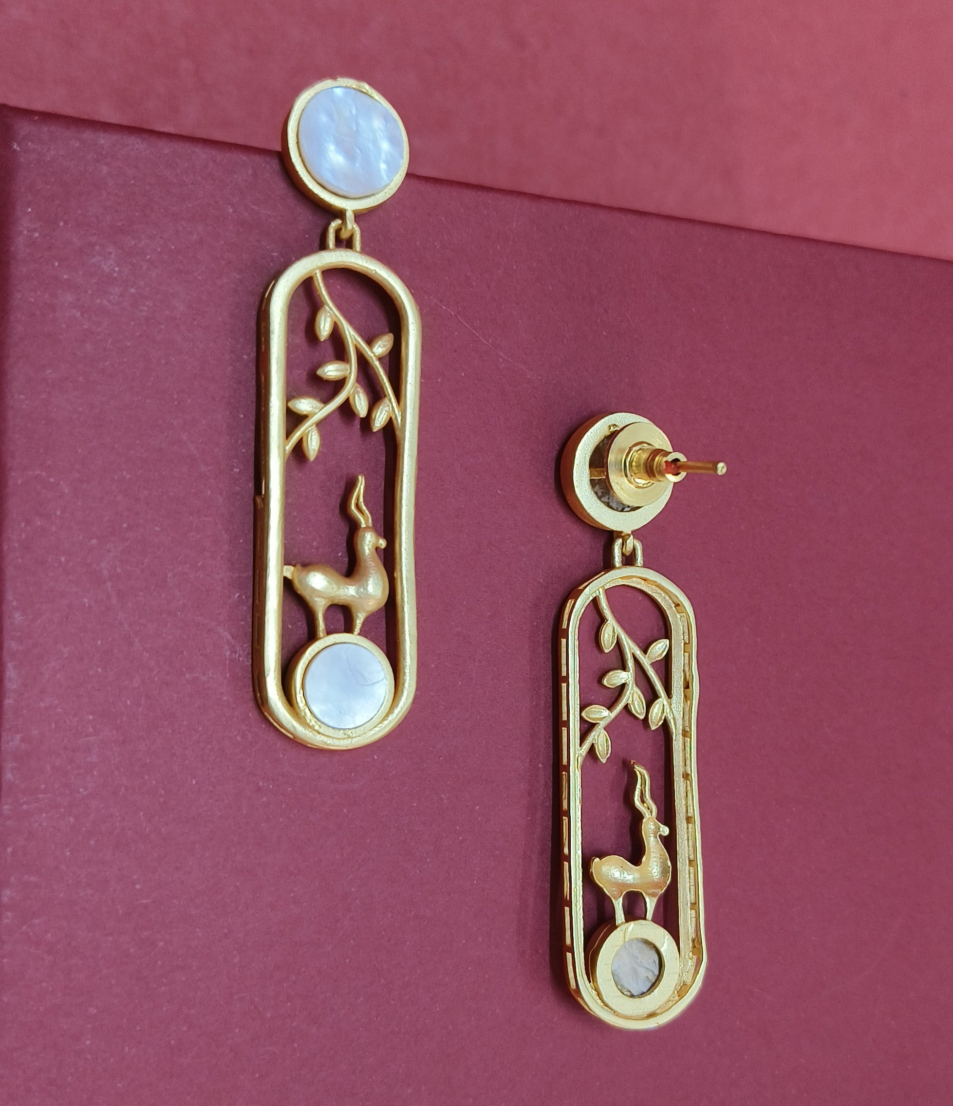Elegant gold-tone matte finish fashion light weight earring for casual, office and party wear