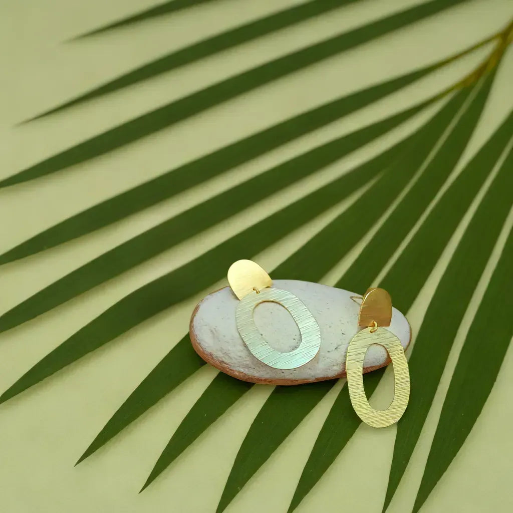 Elegant gold-tone matte finish fashion light weight earring for casual, office and party wear