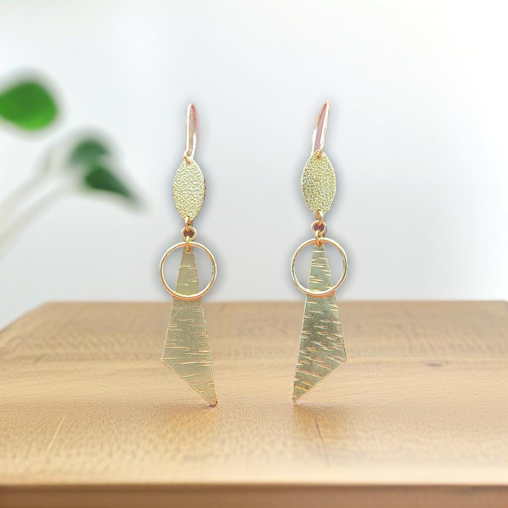 Elegant gold-tone matte finish fashion light weight earring for casual, office and party wear