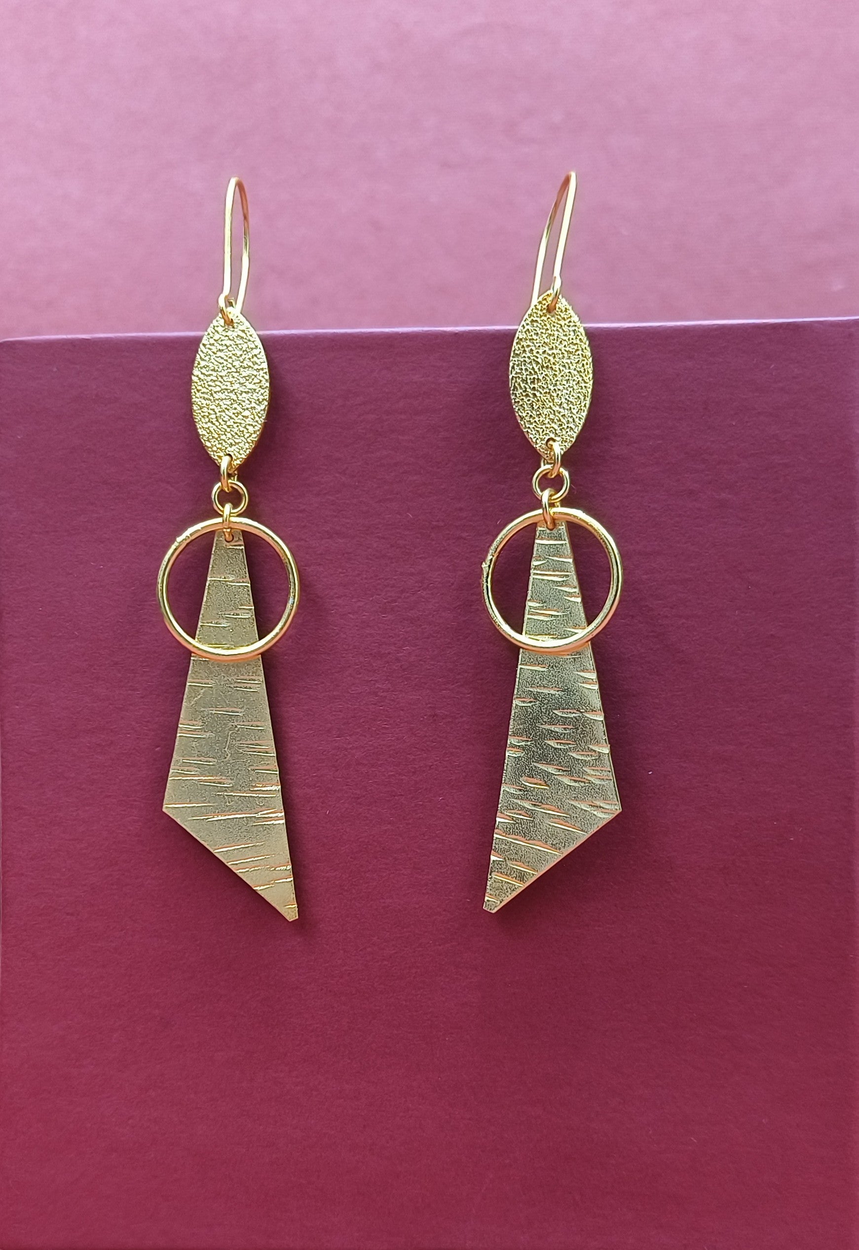 Elegant gold-tone matte finish fashion light weight earring for casual, office and party wear