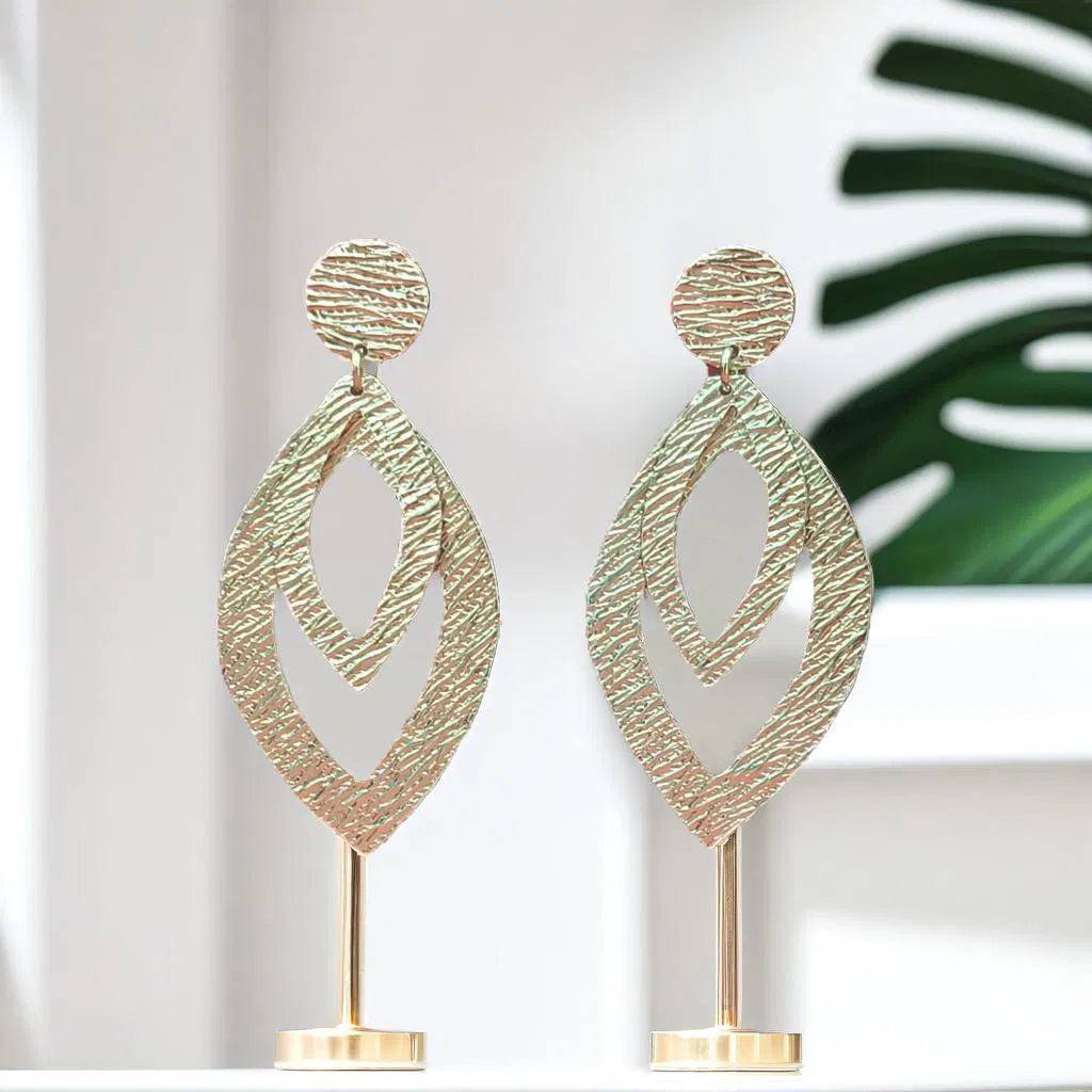 Elegant gold-tone matte finish fashion light weight earring for casual, office and party wear