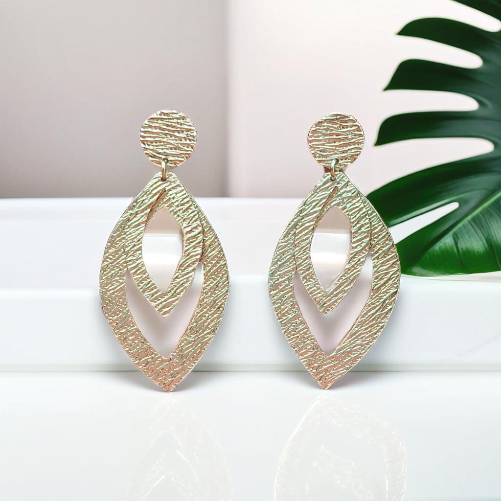 Elegant gold-tone matte finish fashion light weight earring for casual, office and party wear