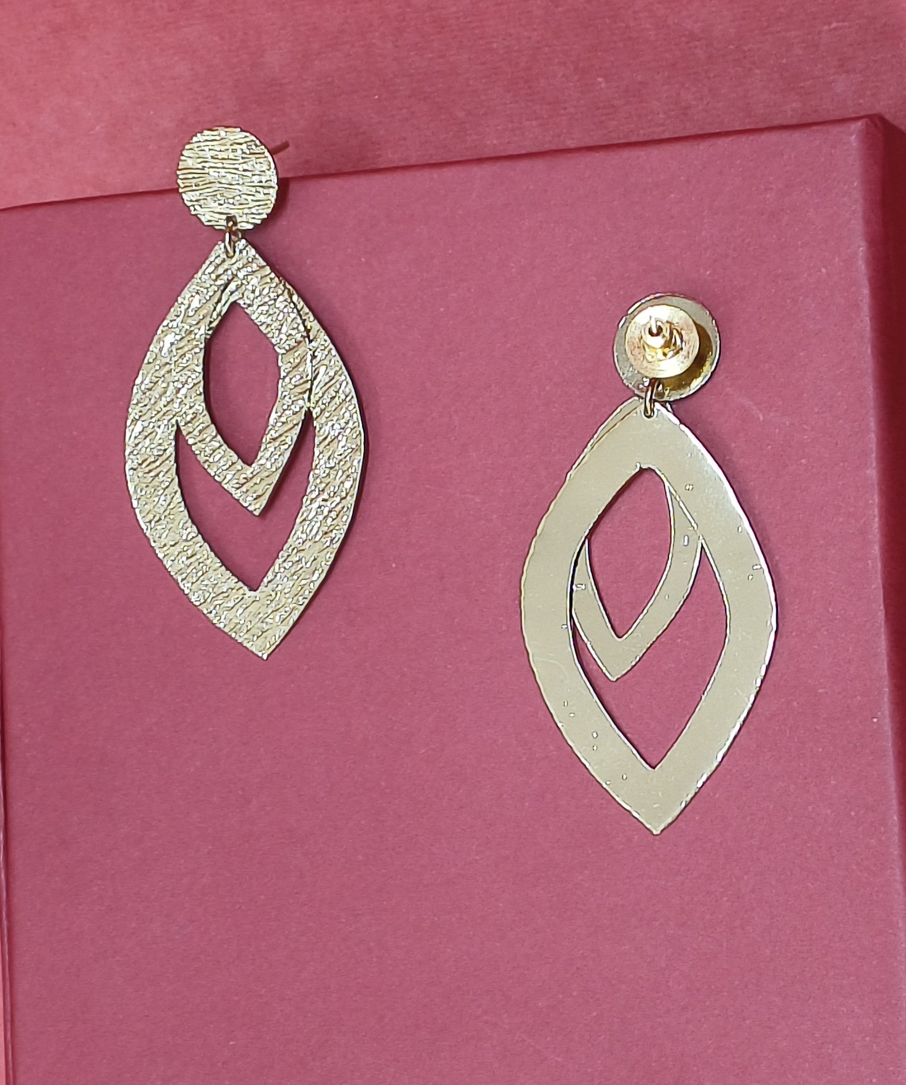 Elegant gold-tone matte finish fashion light weight earring for casual, office and party wear