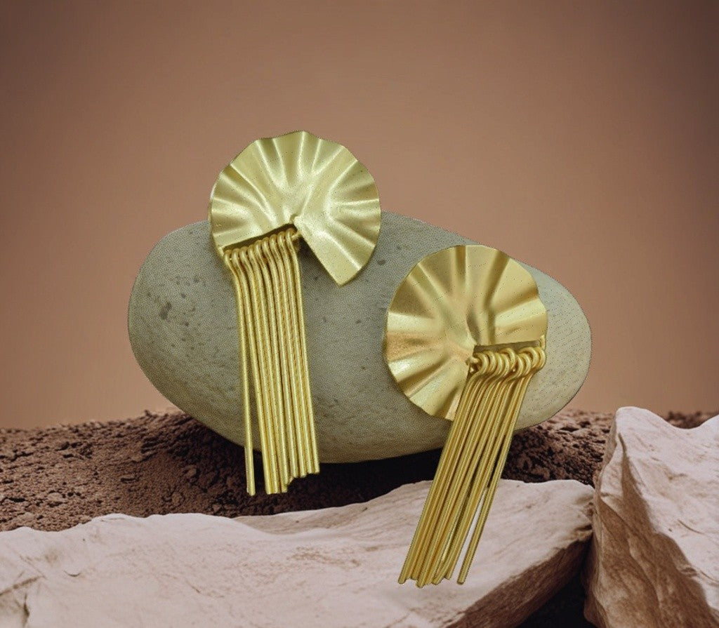 Elegant gold-tone matte finish fashion light weight earring for casual, office and party wear