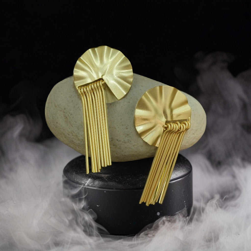 Elegant gold-tone matte finish fashion light weight earring for casual, office and party wear