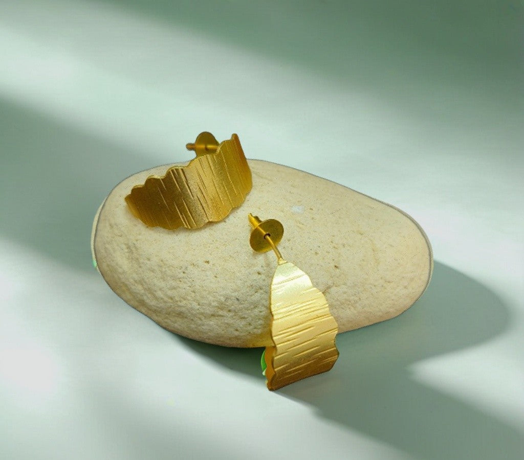 Elegant gold-tone matte finish fashion light weight earring for casual, office and party wear