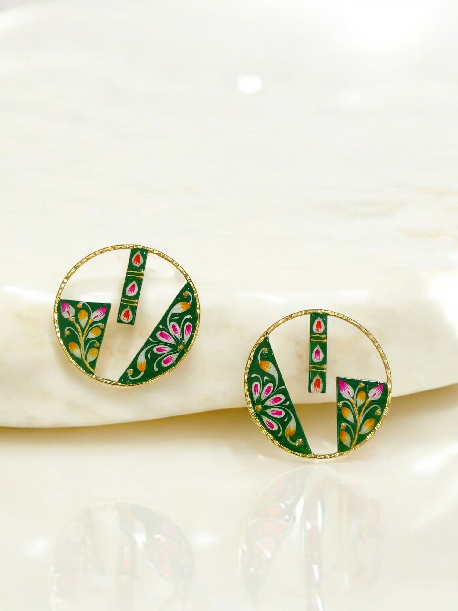 Brass Metal Hand Painted Earrings for your trendy and classic aesthetic look