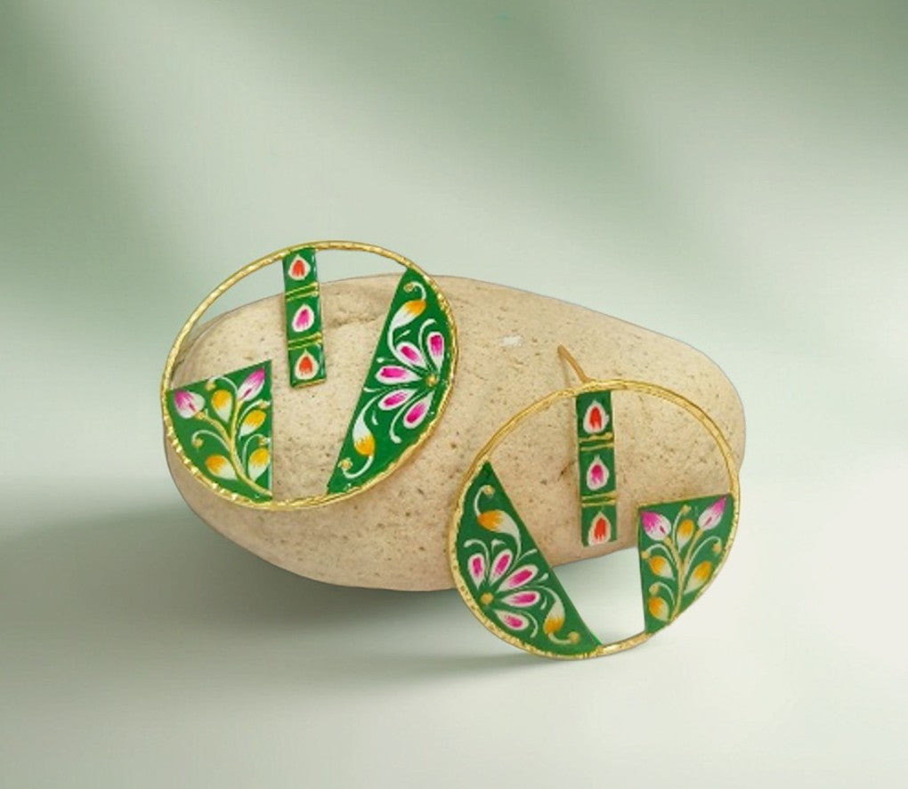 Brass Metal Hand Painted Earrings for your trendy and classic aesthetic look