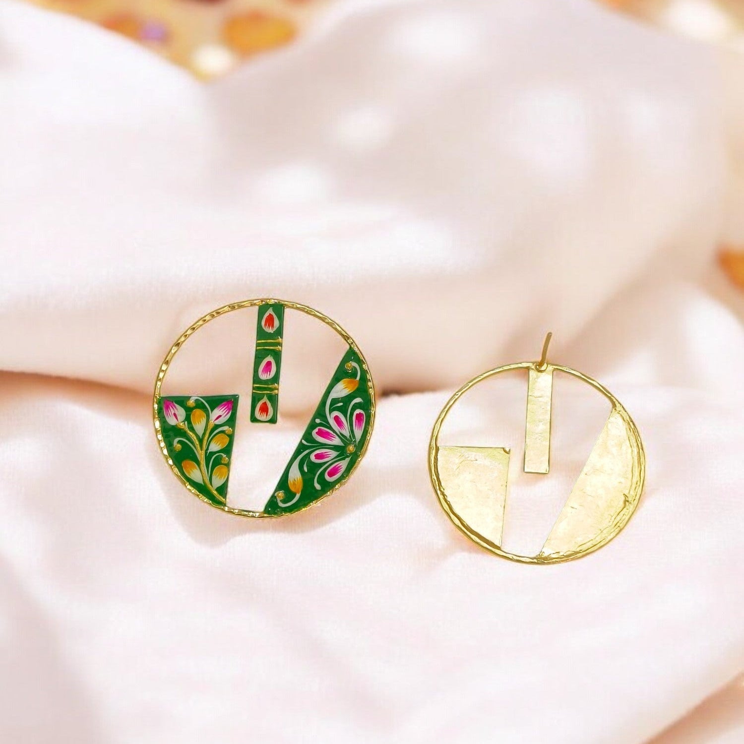 Brass Metal Hand Painted Earrings for your trendy and classic aesthetic look