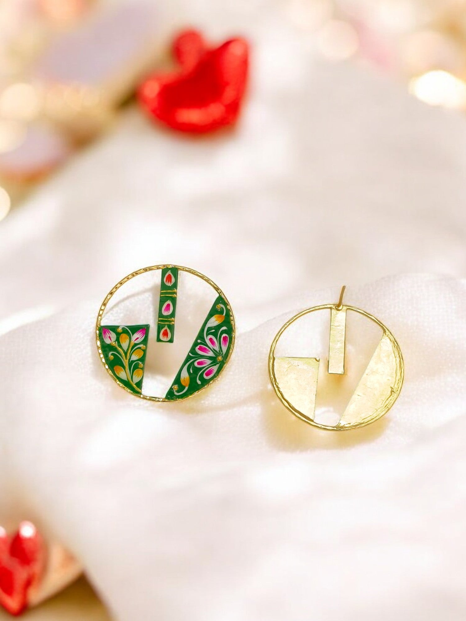 Brass Metal Hand Painted Earrings for your trendy and classic aesthetic look