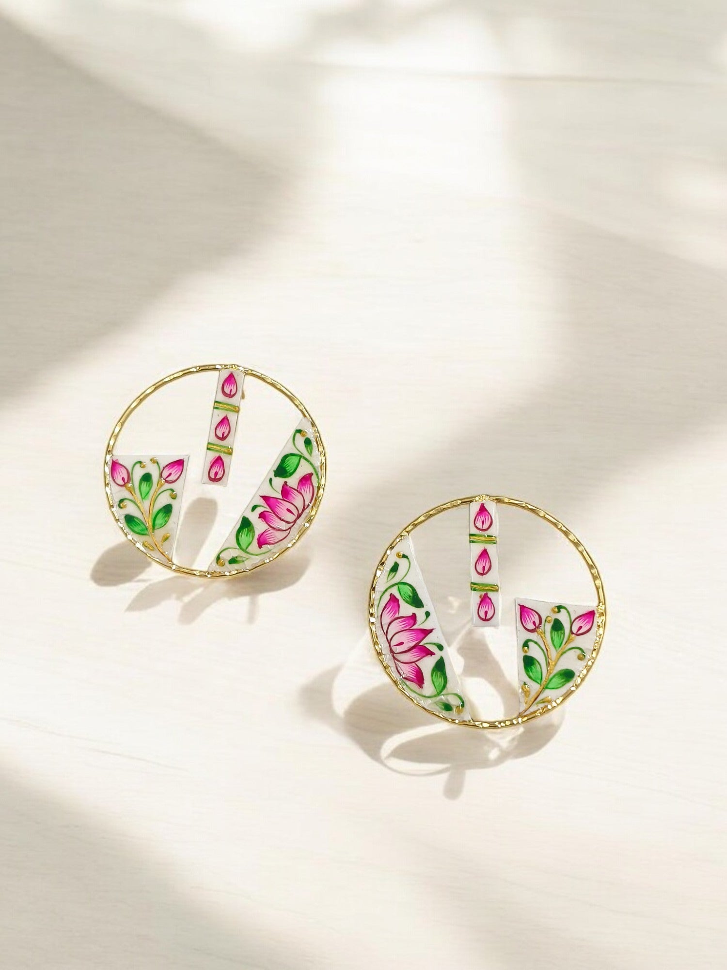 Brass Metal Hand Painted Earrings for your trendy and classic aesthetic look