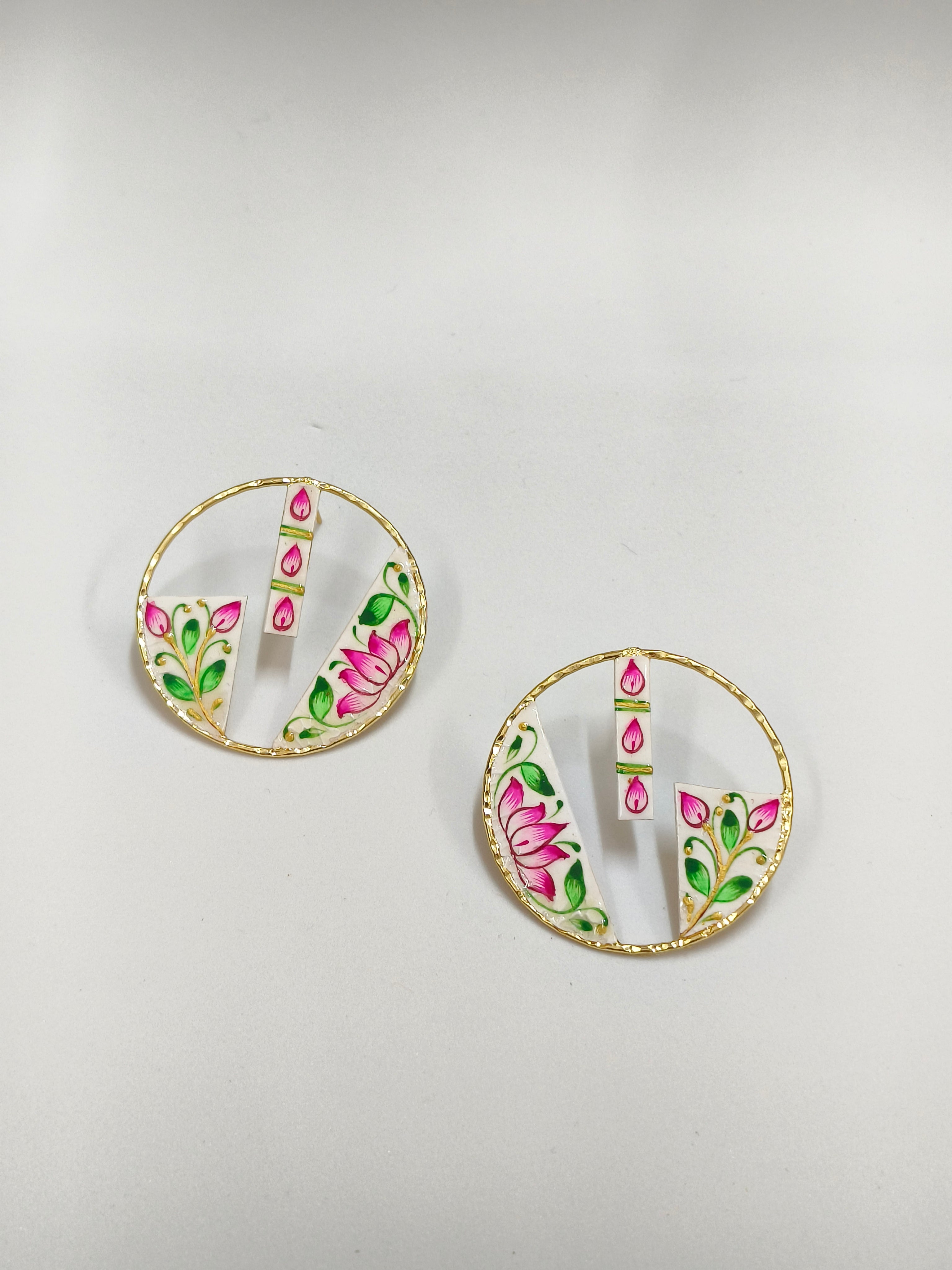 Brass Metal Hand Painted Earrings for your trendy and classic aesthetic look