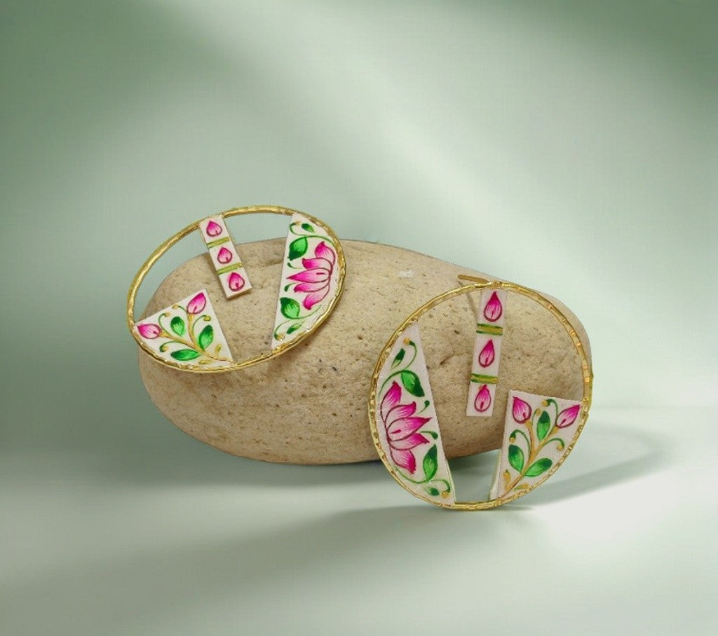 Brass Metal Hand Painted Earrings for your trendy and classic aesthetic look