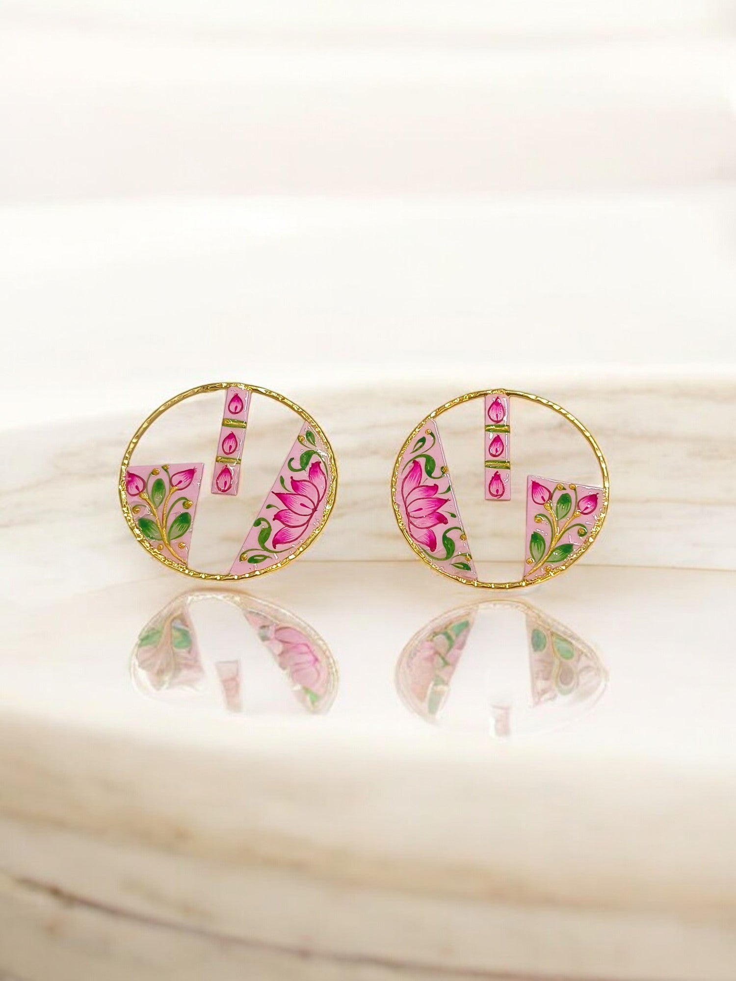 Brass Metal Hand Painted Earrings for your trendy and classic aesthetic look