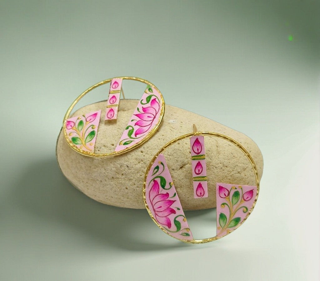 Brass Metal Hand Painted Earrings for your trendy and classic aesthetic look