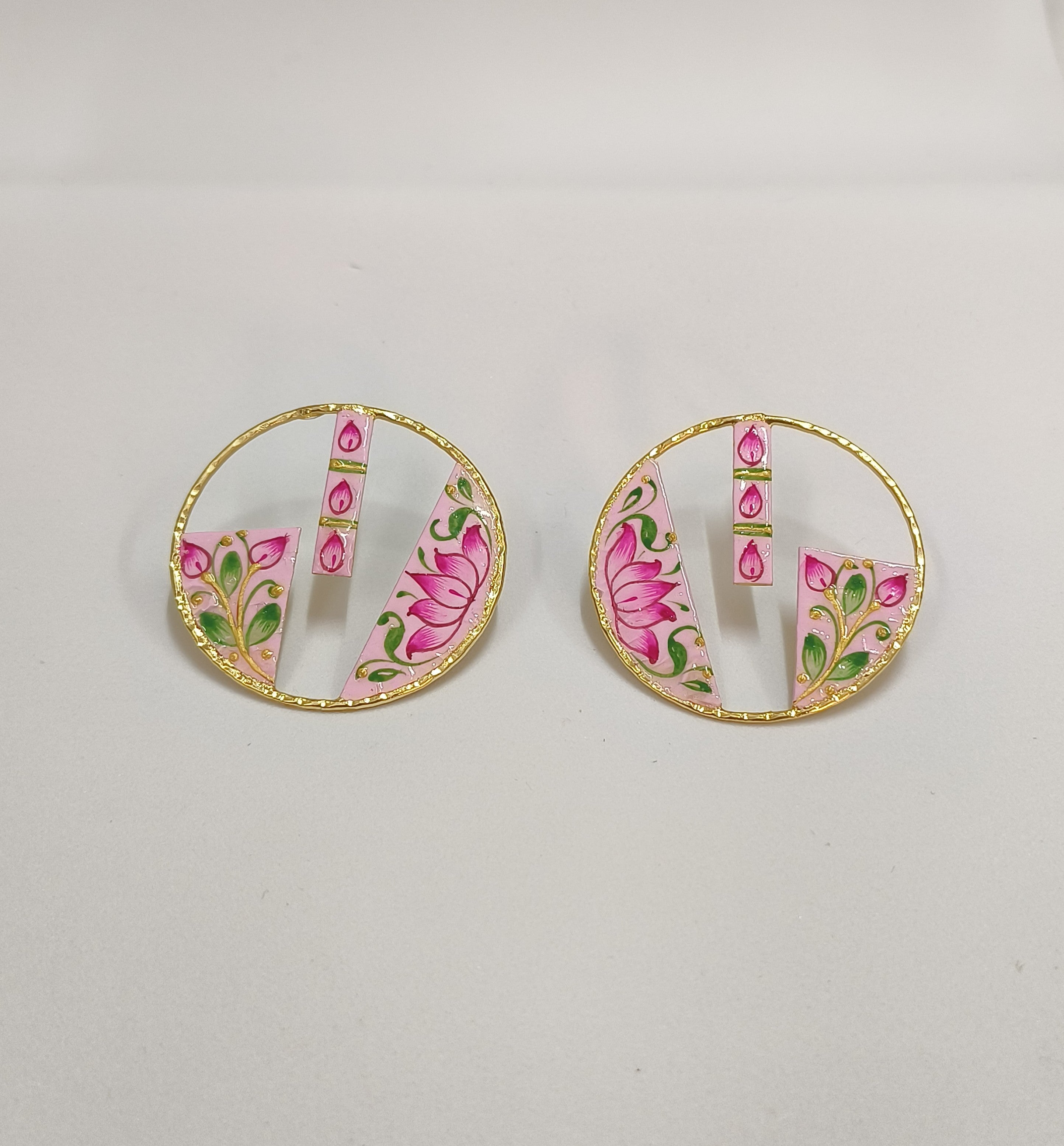 Brass Metal Hand Painted Earrings for your trendy and classic aesthetic look
