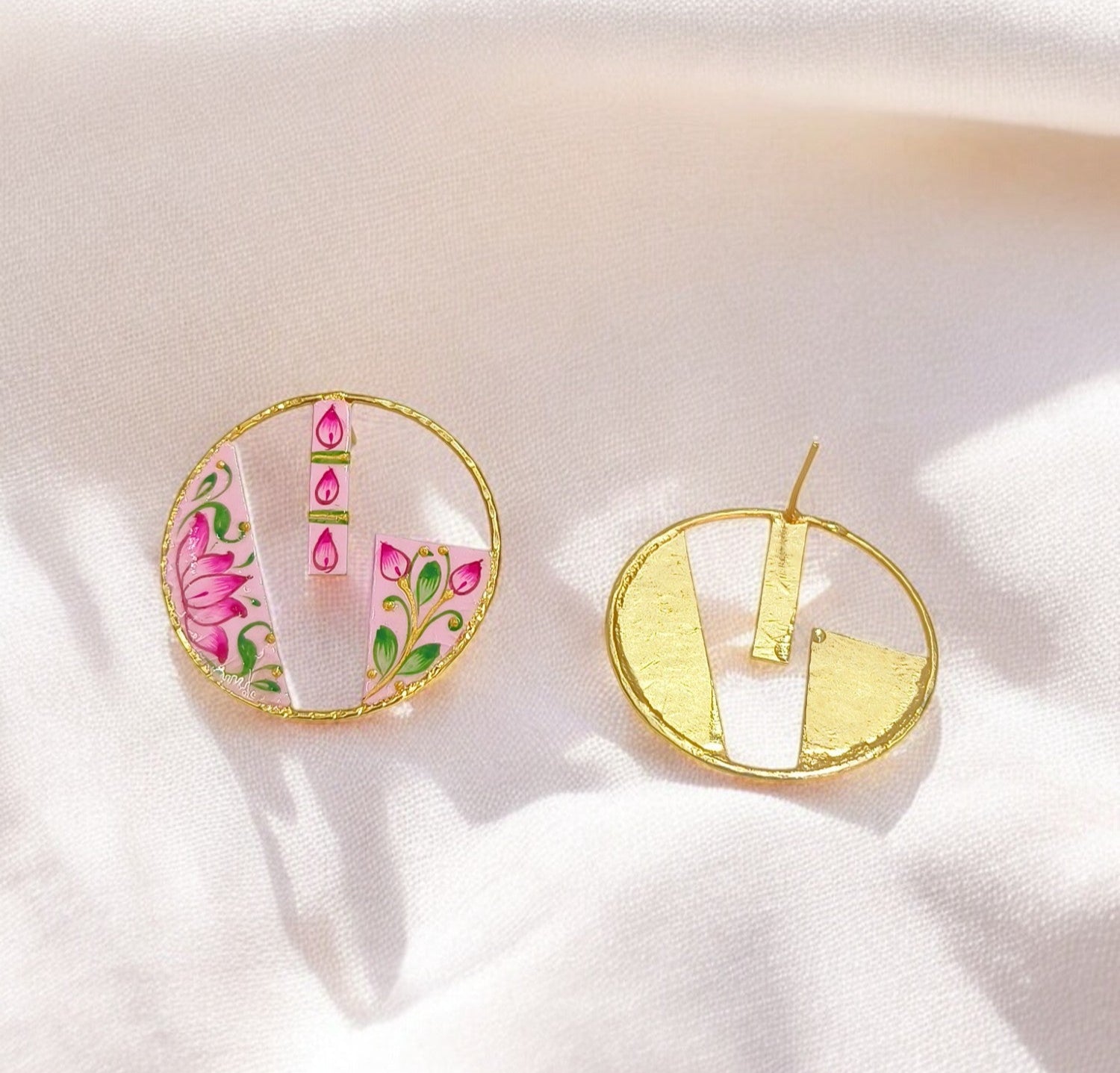 Brass Metal Hand Painted Earrings for your trendy and classic aesthetic look