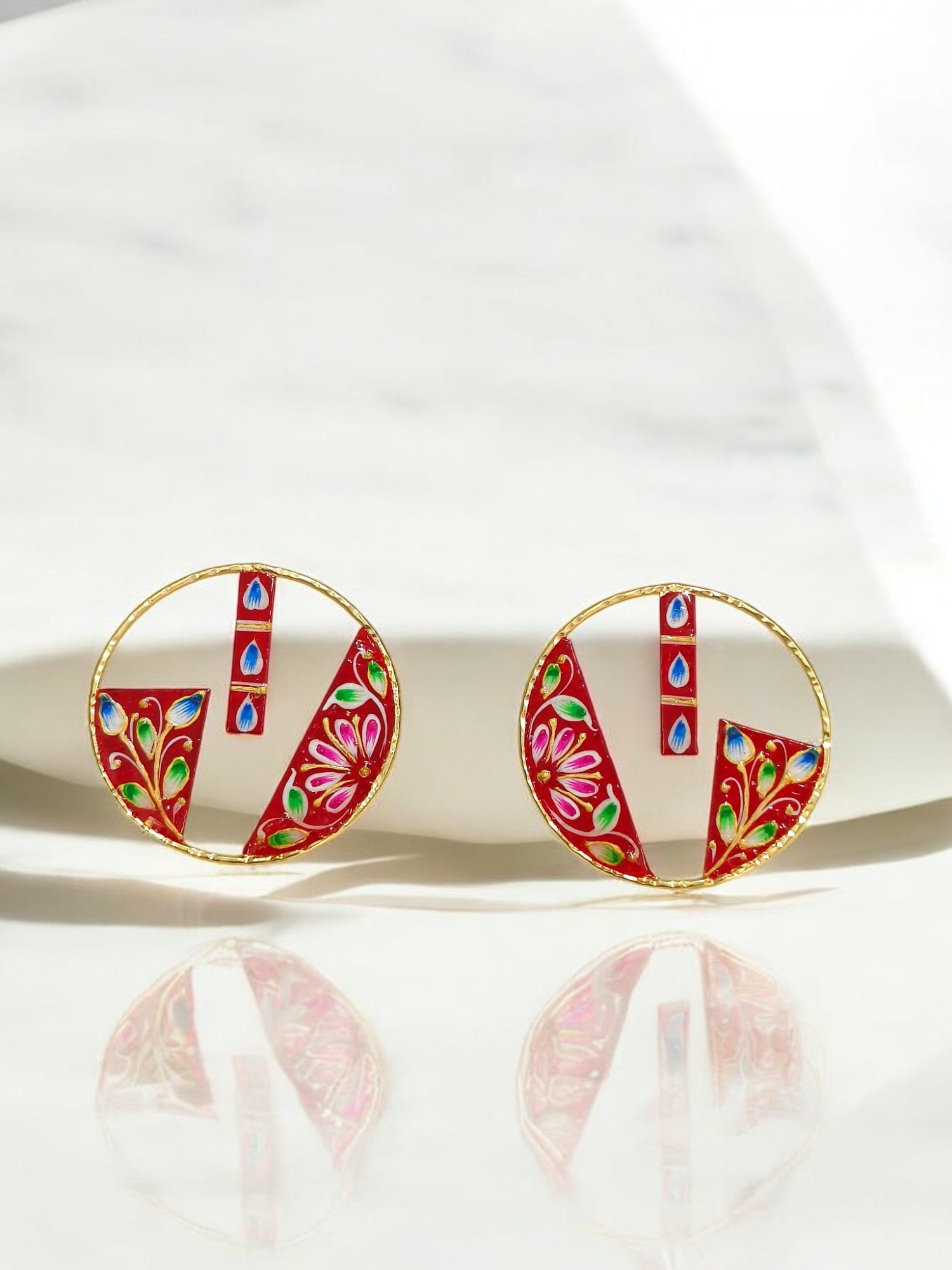 Brass Metal Hand Painted Earrings for your trendy and classic aesthetic look