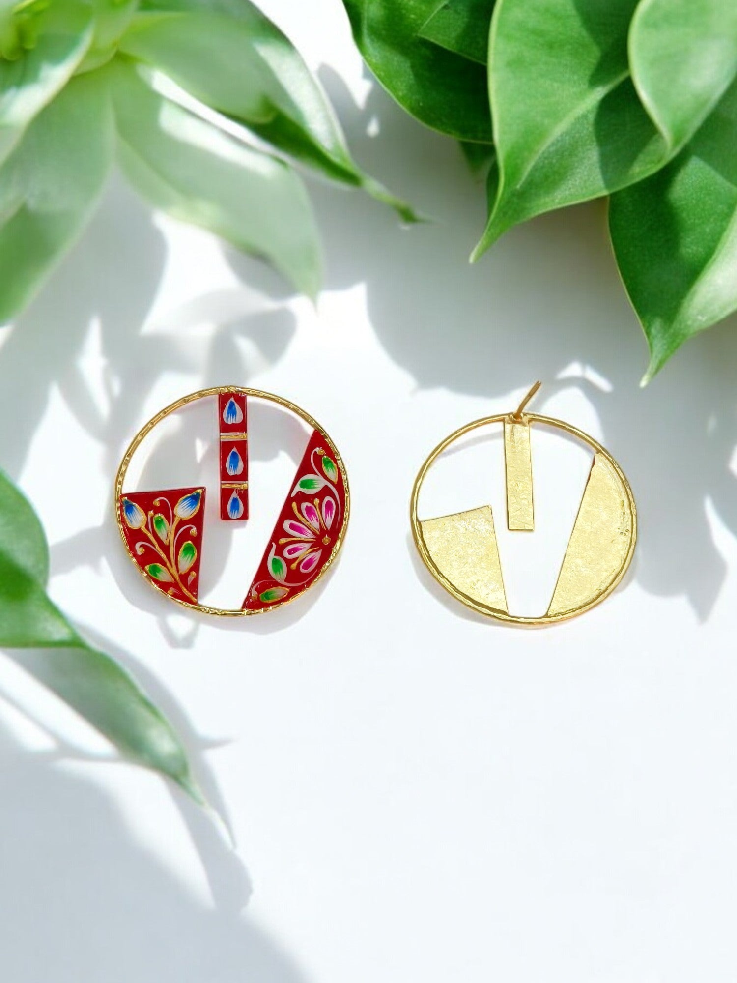 Brass Metal Hand Painted Earrings for your trendy and classic aesthetic look