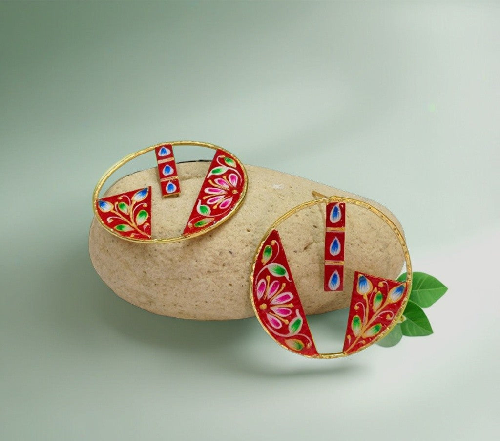 Brass Metal Hand Painted Earrings for your trendy and classic aesthetic look