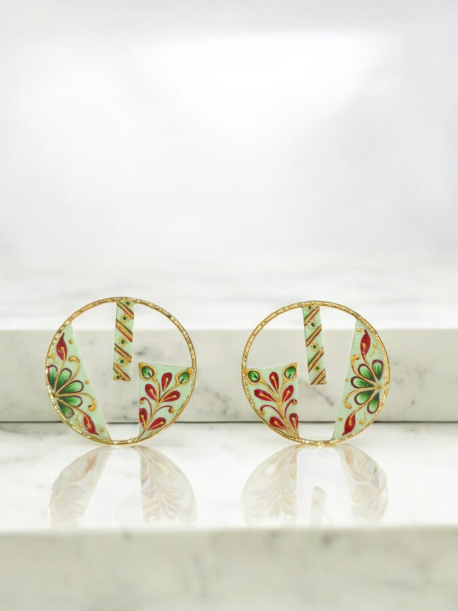 Brass Metal Hand Painted Earrings for your trendy and classic aesthetic look