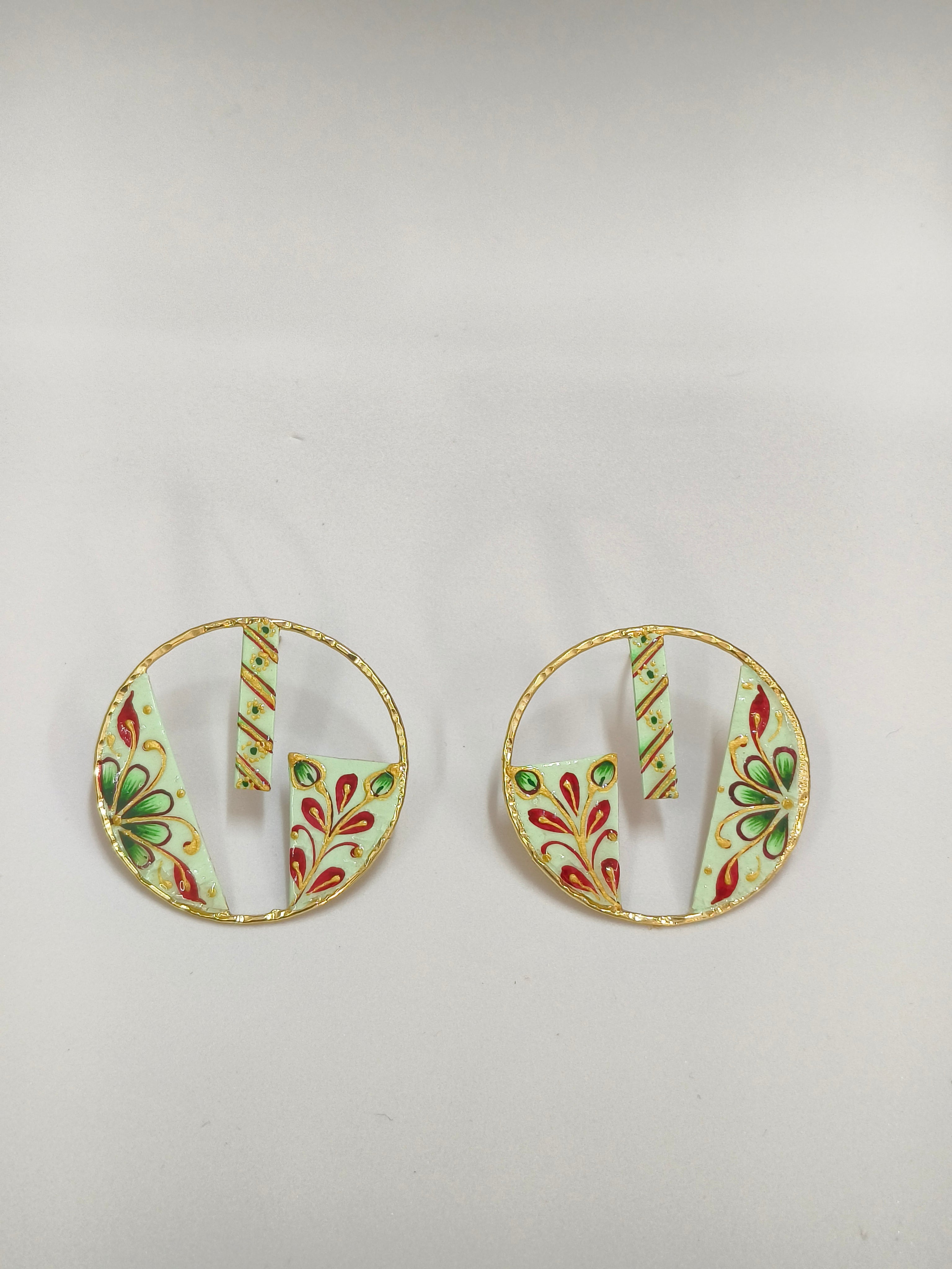 Brass Metal Hand Painted Earrings for your trendy and classic aesthetic look