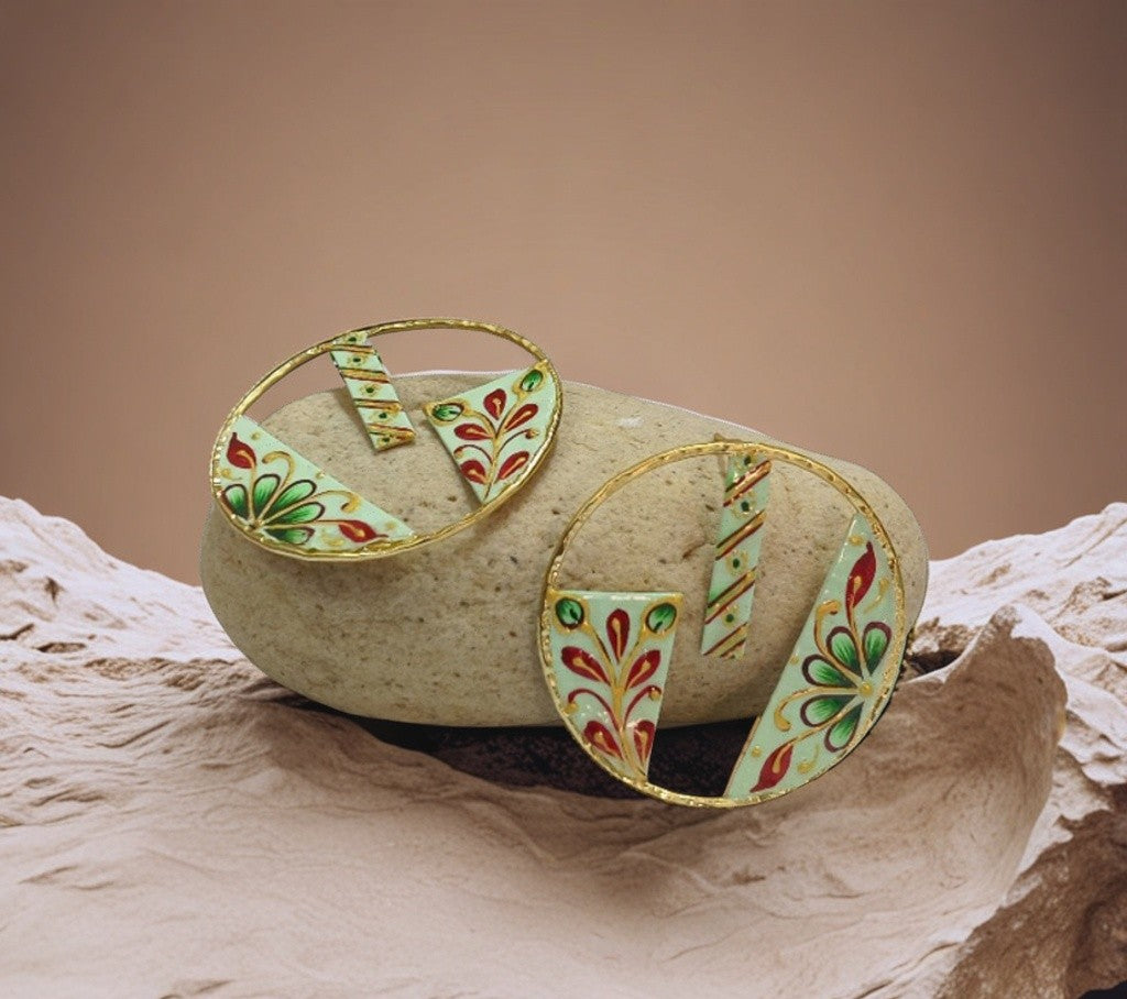 Brass Metal Hand Painted Earrings for your trendy and classic aesthetic look
