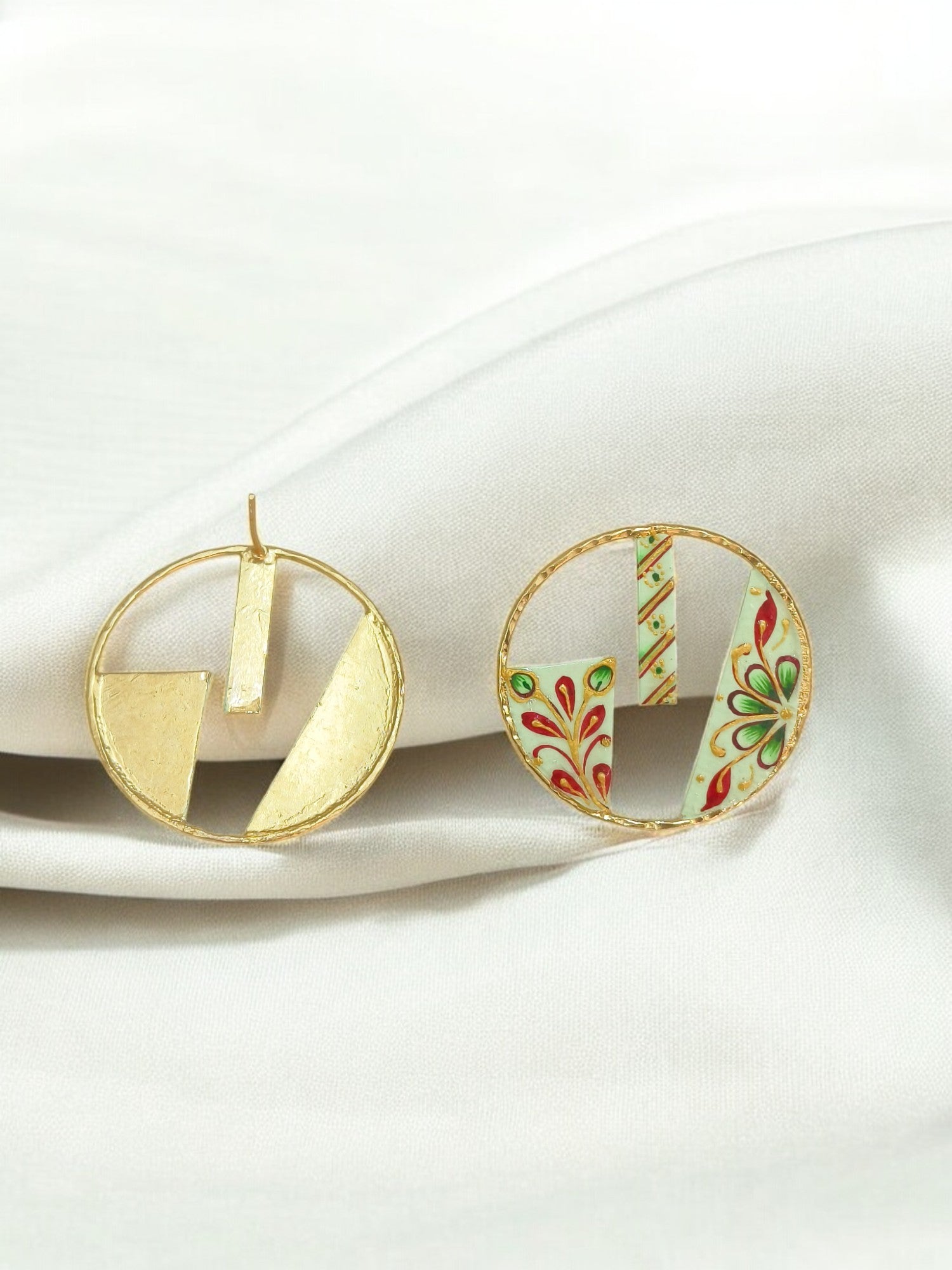 Brass Metal Hand Painted Earrings for your trendy and classic aesthetic look