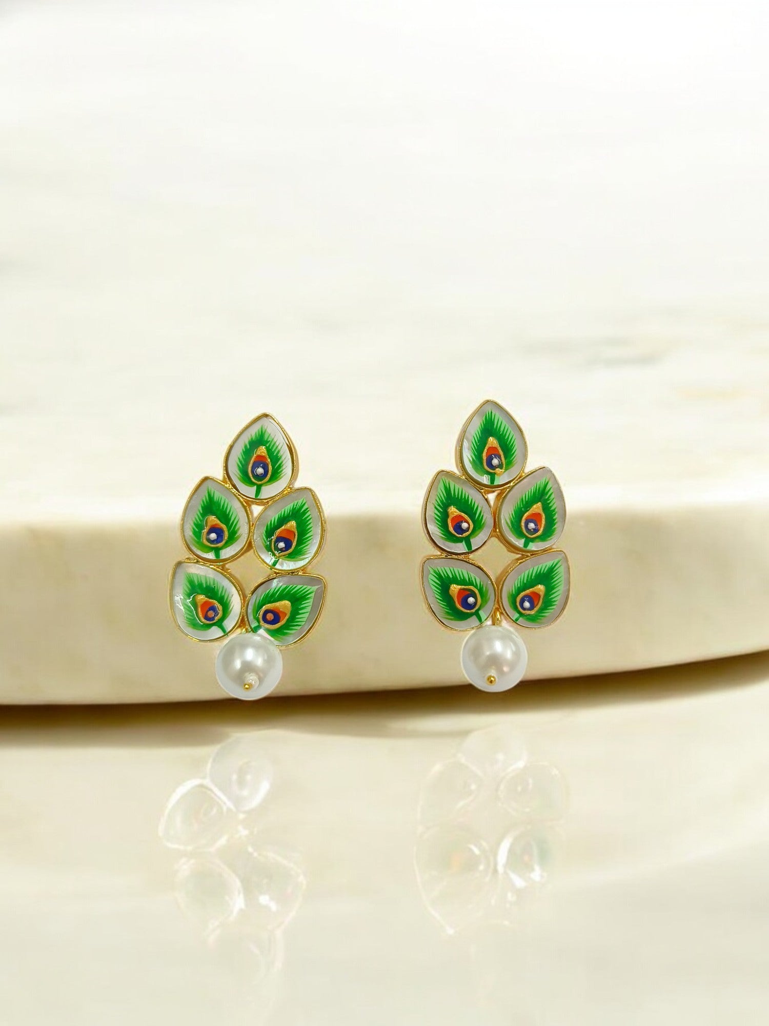 Brass Metal Hand Painted Earrings for your trendy and classic aesthetic look