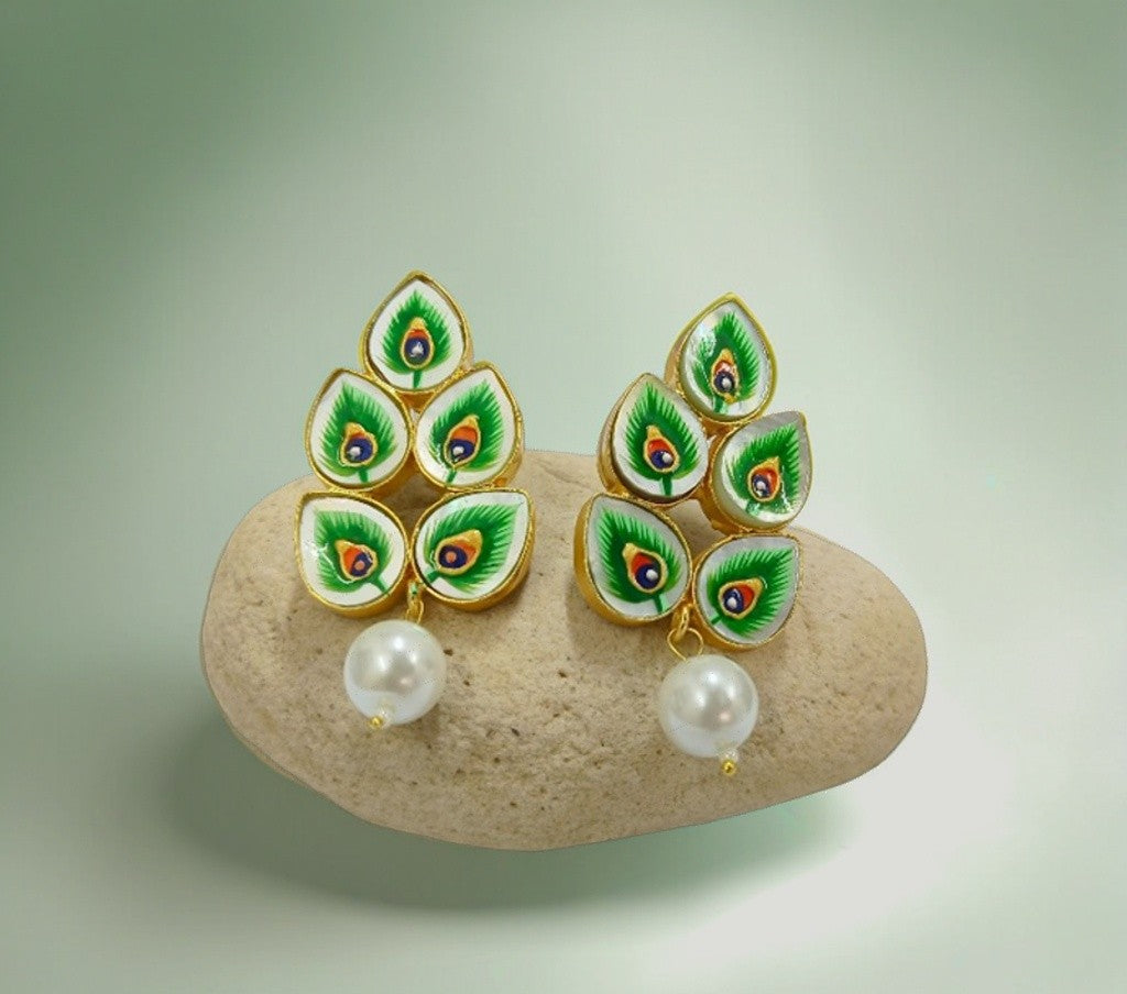 Brass Metal Hand Painted Earrings for your trendy and classic aesthetic look