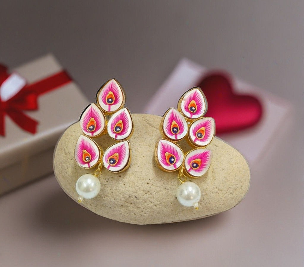 Brass Metal Hand Painted Earrings for your trendy and classic aesthetic look