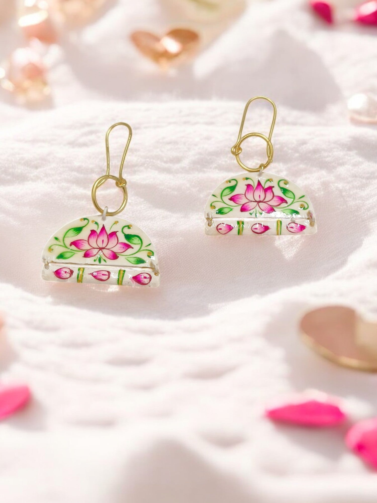 Brass Metal Hand Painted Earrings for your trendy and classic aesthetic look